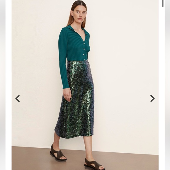 BNWT Vince Sequin Slip Skirt in Jade. Sz XL - Picture 7 of 8